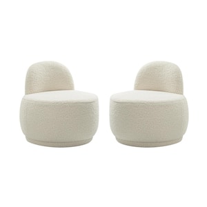 Franco Ivory Upholstered Sherpa Contemporary Side Chair（Set of 2）