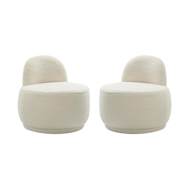 ARTFUL LIVING DESIGN Franco Ivory Upholstered Sherpa Contemporary Side Chair（Set of 2）