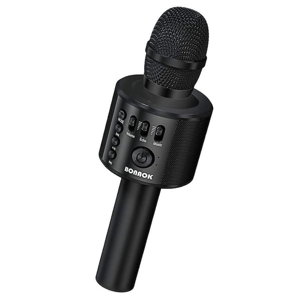 High Compatibility Rechargeable Wireless Bluetooth Karaoke Microphone in Black