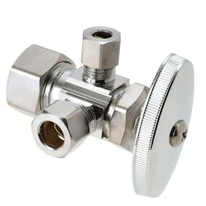 1/2 in. Nom Comp Inlet x 3/8 in. O.D. Comp x 1/4 in. O.D. Comp Right Side Dual Outlet Multi-Turn Chrome Plated Valve