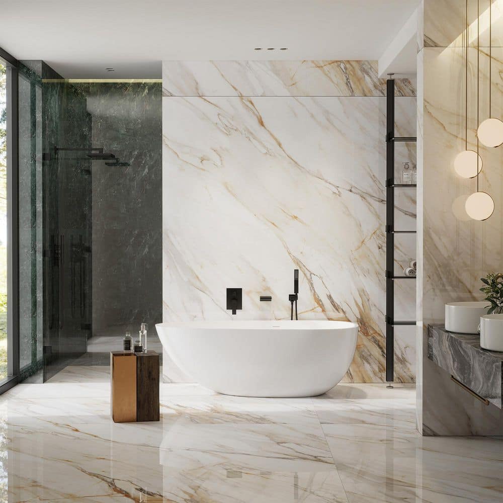 Matte Black Wall Mount Roman Tub Faucet with Hand Shower