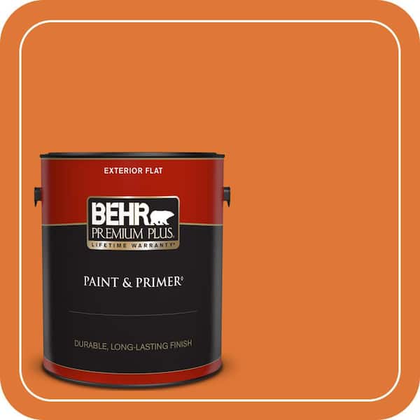 BEHR PREMIUM PLUS 1 gal. #240B-7 Carrot Stick Flat Exterior Paint & Primer