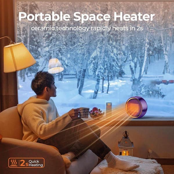 Purple Indoor Electric PTC Ceramic Tower Heater Radiant Heating