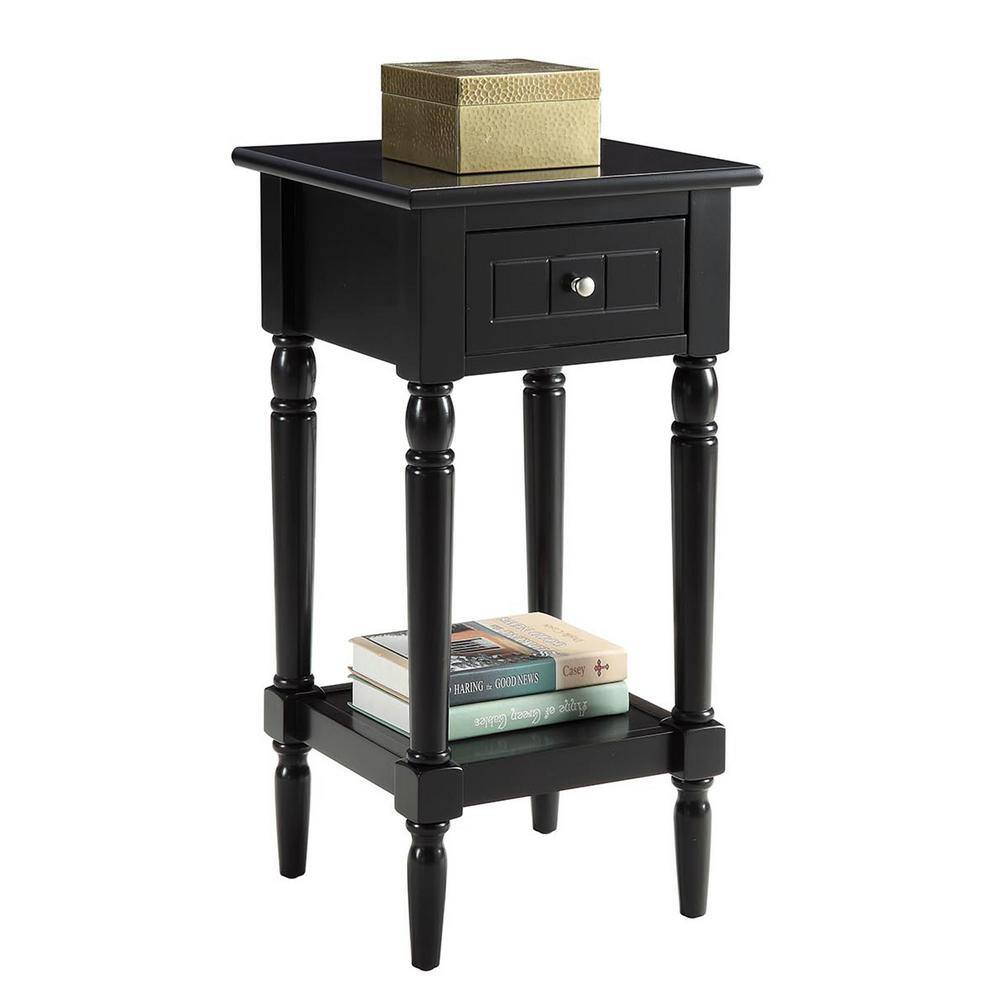 Black Wood French Country Accent Table with Storage