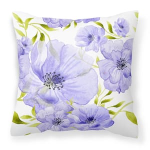 14 in. x 14 in. Multi-Color Lumbar Outdoor Throw Pillow Watercolor Blue Flowers