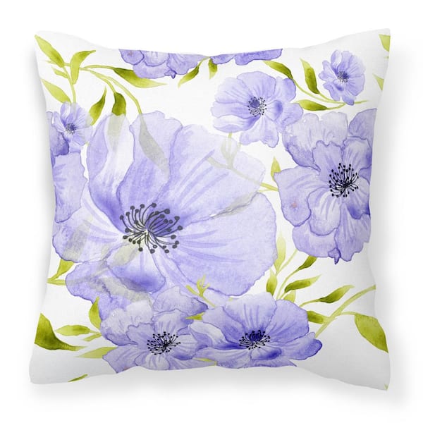 Caroline's Treasures 14 in. x 14 in. Multi-Color Lumbar Outdoor Throw Pillow Watercolor Blue Flowers