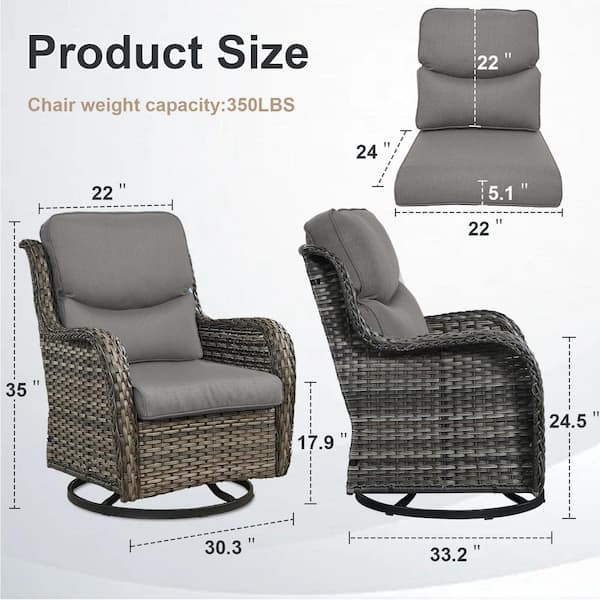 Opohoro Crescent Gray Wicker Outdoor Rocking Chair Patio