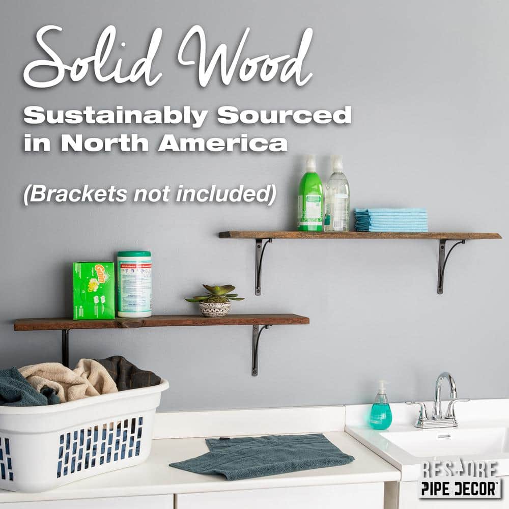Boulder Black Pinewood Live Edge Wall Shelf Set