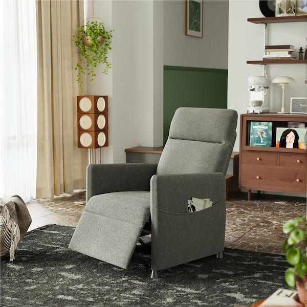 ANBAZAR Deep Gray Velvet Power Electric Recliner Chair with Footrest and Backrest Padded Seat, for Living Room