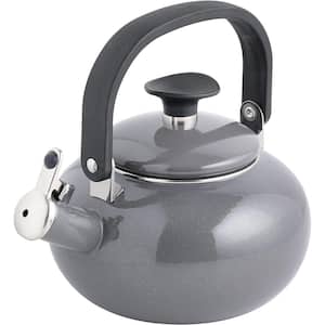 1.5 Quart 6-Cup Enamel on Steel Whistling Tea Kettle in Graphite Gray