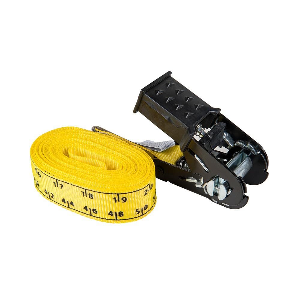 CustomTieDowns 2 Pack Yellow 1 Inch x 13 Foot Endless Loop Ratchet Strap Adjustable 3-Bar Slide On Strap to Hold Excess Webbing.