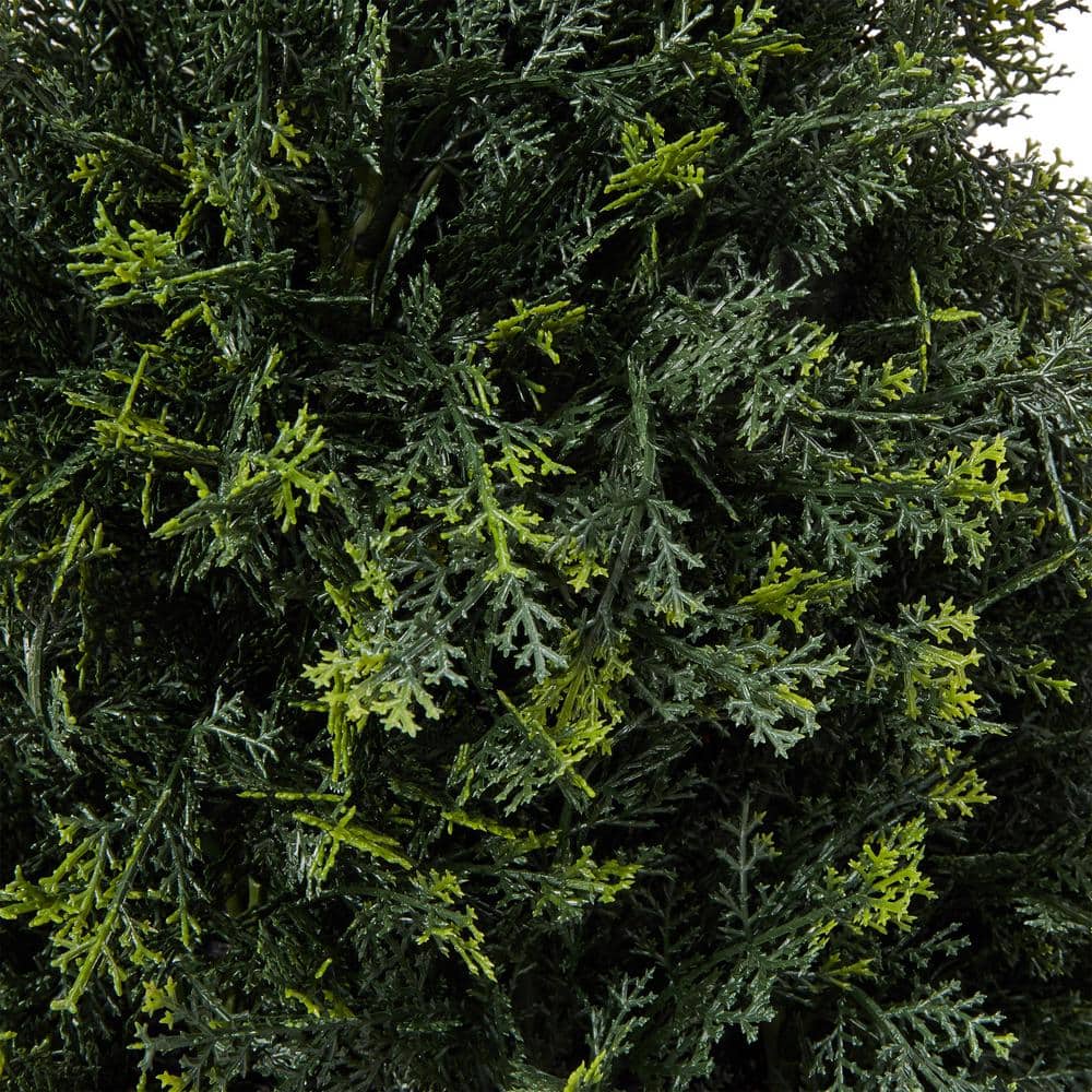 Elegant Cypress Topiary Faux Shrub in Sleek Black Plastic Pot, 37"