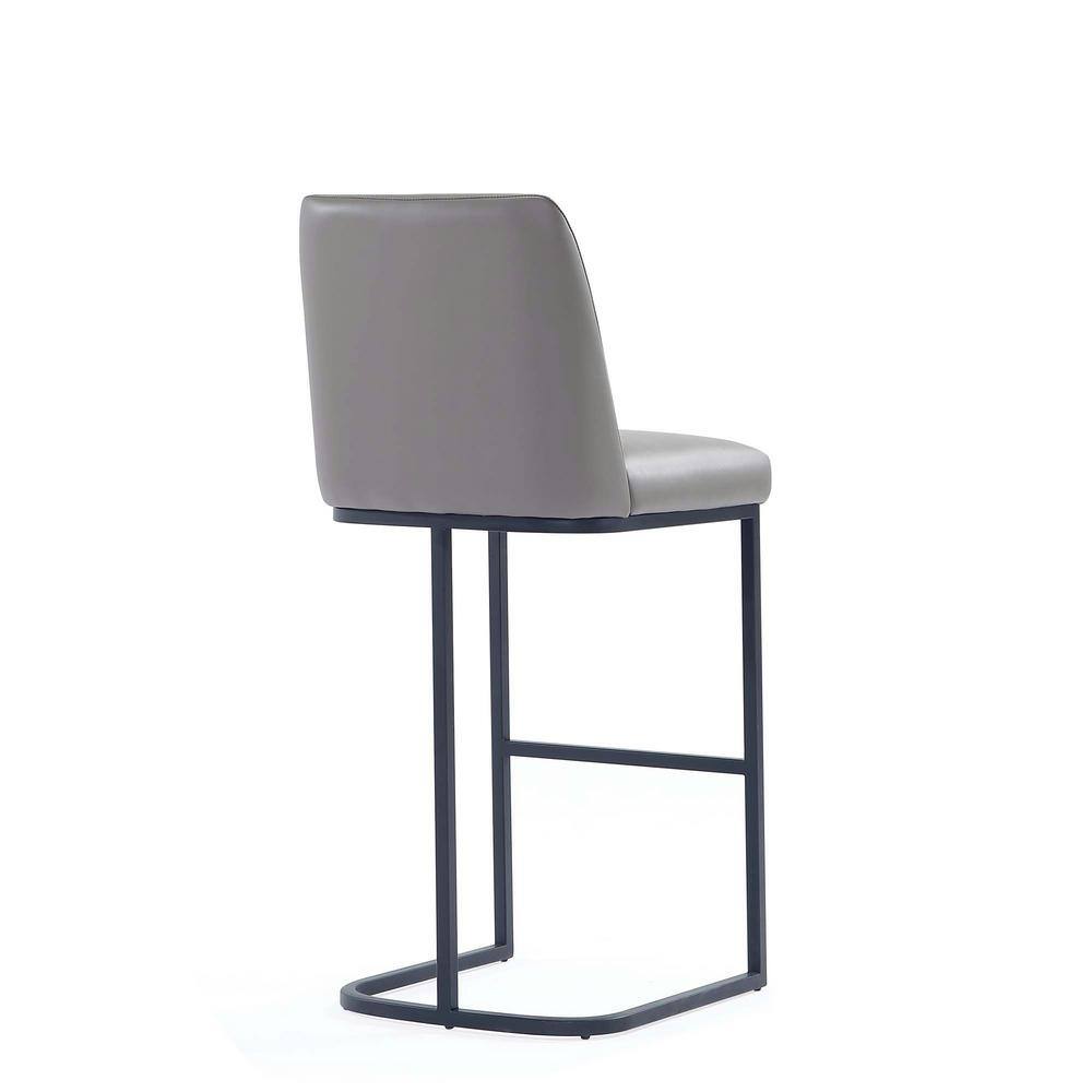 Gray Leatherette Upholstered Bar Stool with Metal Base