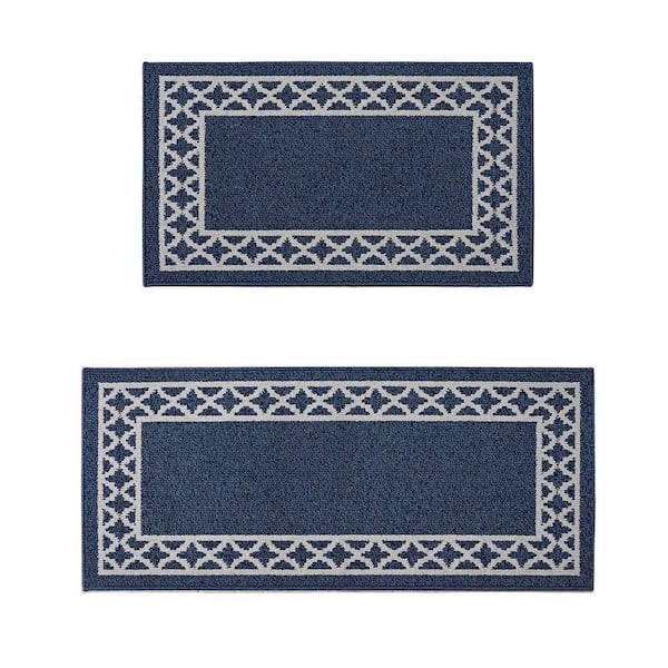 Washable Skid Resistant Denim Twist/Light Grey 2.2 ft. x 4 ft. / 2.2 ft. x 5 ft. All Loop Tufted Area Rug Set