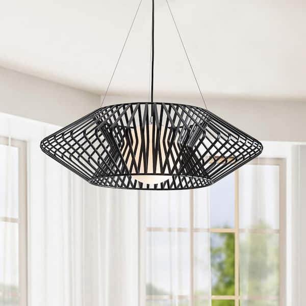 Jojospring Gema 1-Light Black Geometric Metal Glass Shade