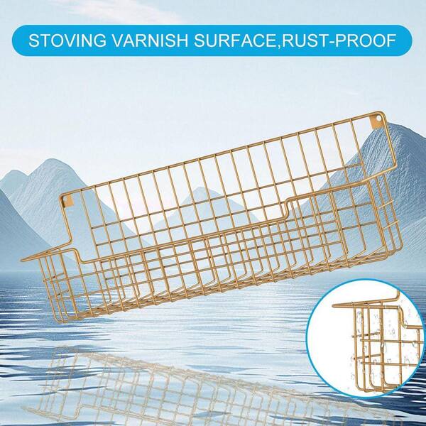Whatseaso 14.57 in. (Pack-4) Metal Wall Mount Spice Rack in Gold
