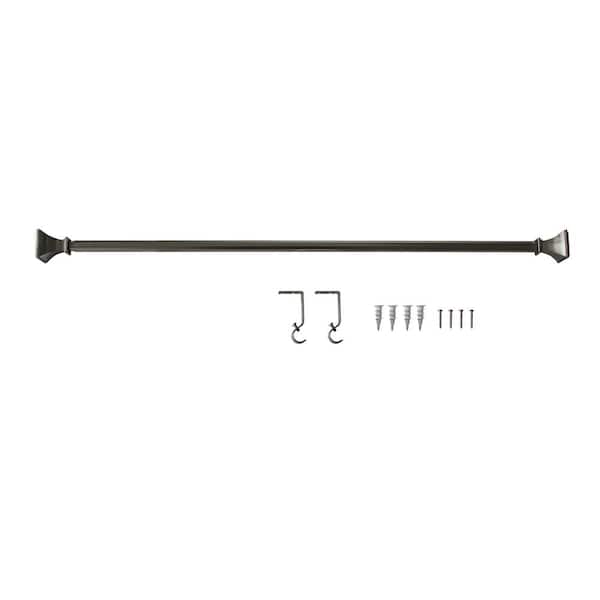28 in.-48 in. Single Curtain Rod in Brushed Nickel with Square Finial