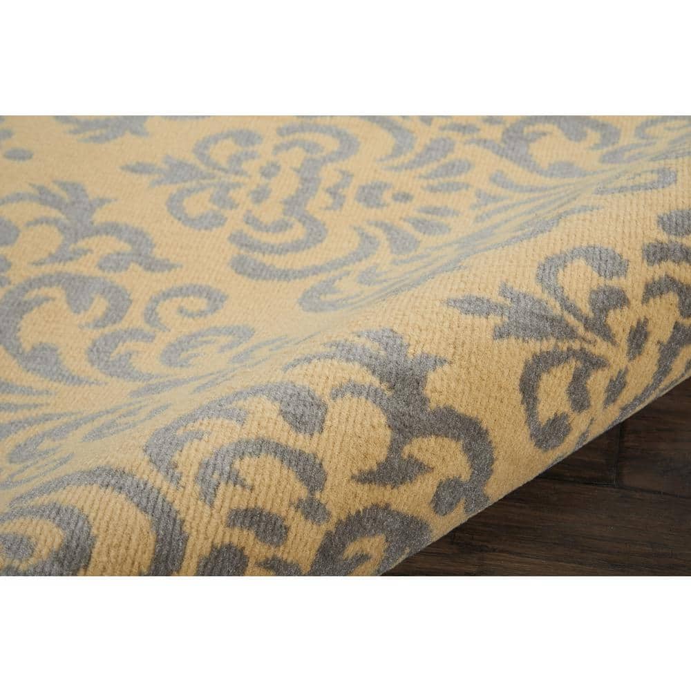 Cream and Gray Geometric Synthetic 5' x 7' Area Rug