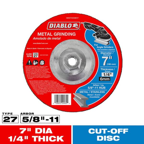 1129-014 ディジリドゥ DIABLO 7 in. x 1/4 in. x 5/8 in. 11 Arbor Metal Grinding Disc with