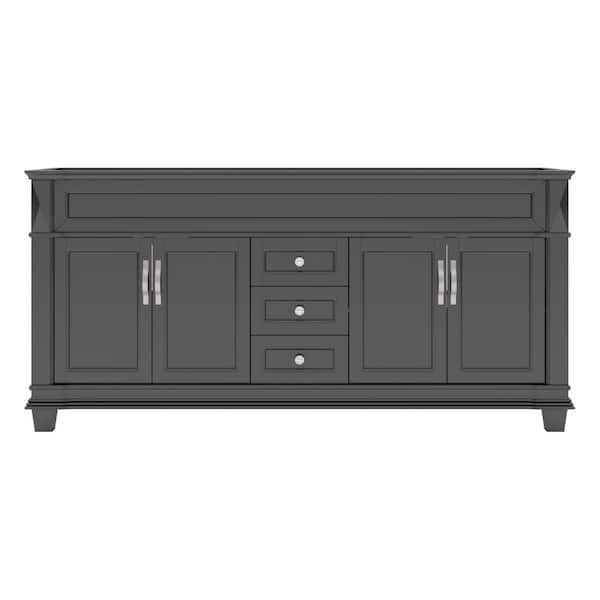 Virtu USA Victoria 72 in. W x 22 in. D x 34 in. H Double Sink Bath Vanity Cabinet without Top in Espresso