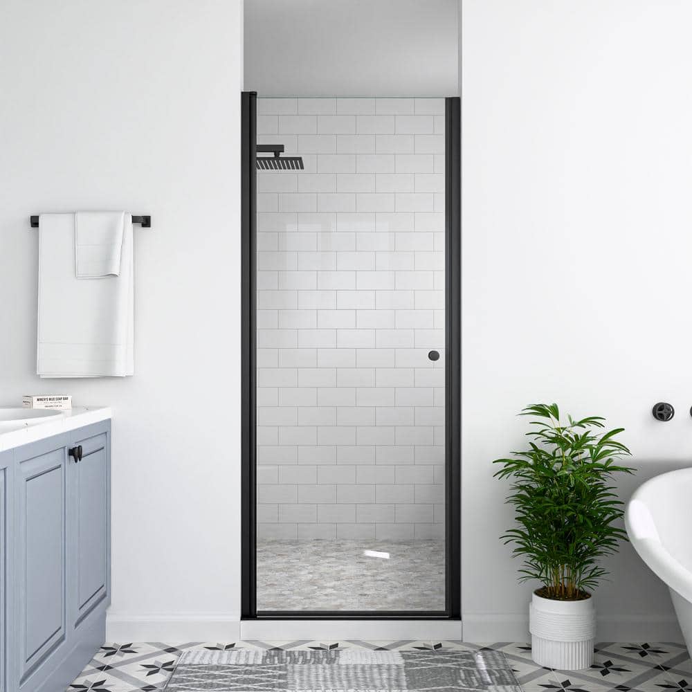 30 in. W x 72 in. H Space Saving Pivot Semi-Frameless Swing Shower Door in Black Finish in 1/4 in. Clear Tempered Glass price history on PriceWatchPro