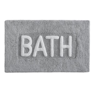 Cotton Bath 21 in. x 34 in. Gray Bath Rug