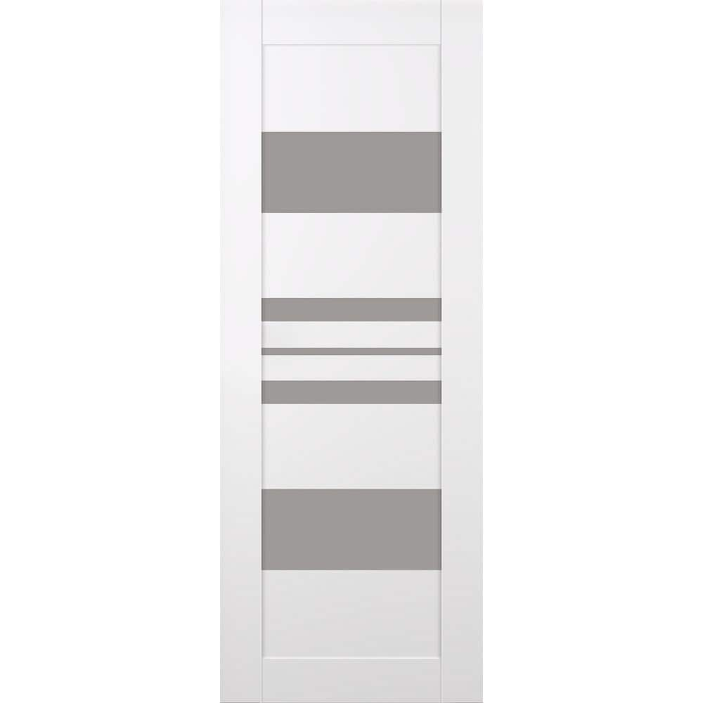 Perla 30 in. x 84 in. No Bore 2-Lite Frosted Glass Snow White Wood Solid Composite Core Interior Door Slab -  Belldinni, 188086