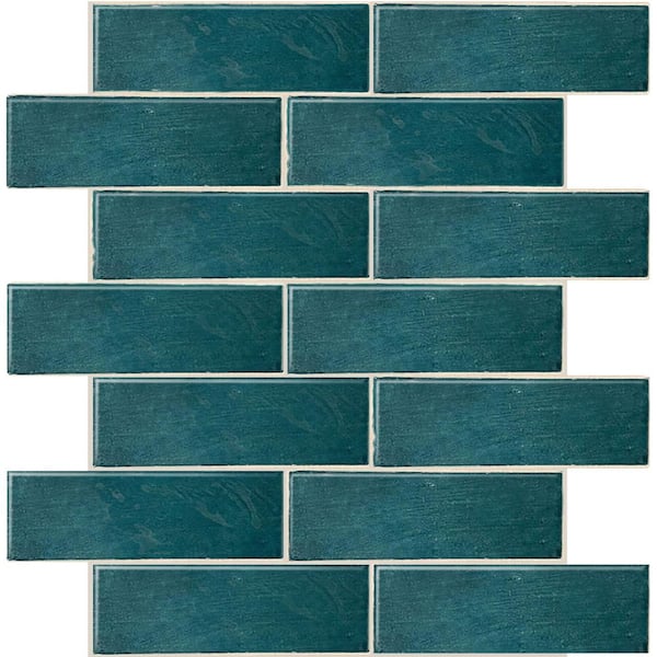 Apollo Tile Green 2.5 in. x 8 in. Polished Ceramic Subway Tile Sample (0.13 sq. ft./Piece)