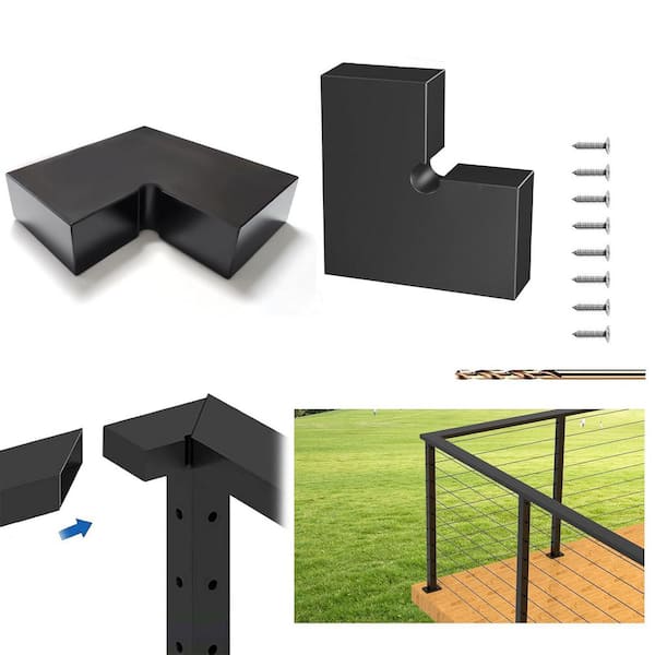 Flat Handrail Corner Connector POM Material High Strength Handrail Fitting for Deck Cable Railing Systems 2 Pack