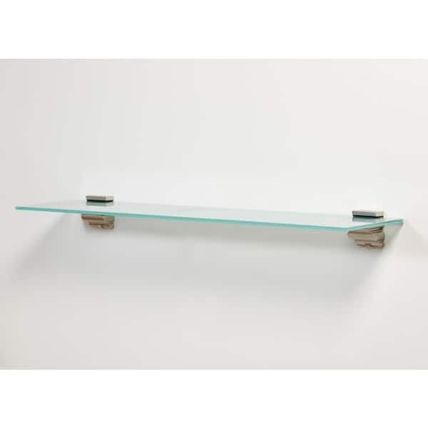 Capri 24 in. W x 8 in. D Frosted Glass with Crowne Brackets Decorative Wall Shelf