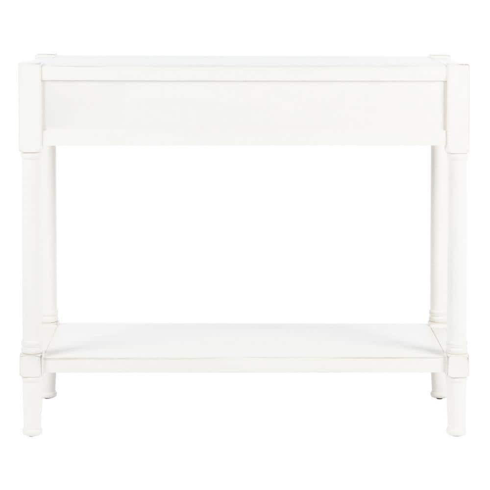 Elegant Distressed White Wood & Metal Console Table with Storage
