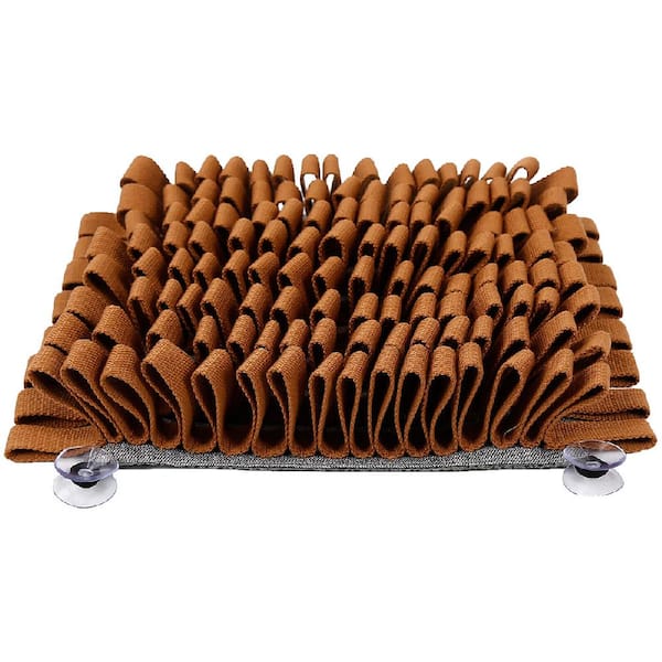 PET LIFE Sniffer Grip' Interactive Anti-Skid Suction Pet Snuffle Mat in Brown
