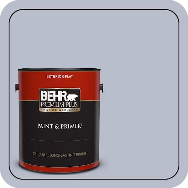 BEHR PREMIUM PLUS 1 gal. #610F-4 Silver Service Flat Exterior Paint & Primer