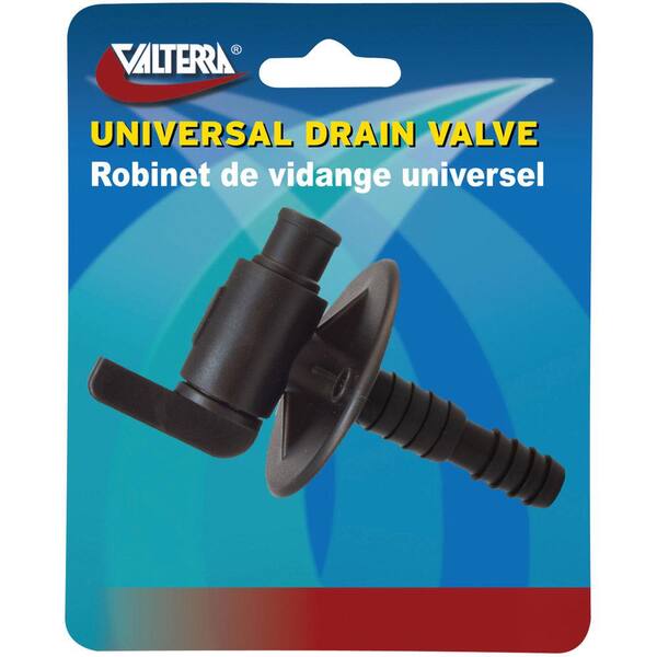 Valterra Universal Drain Valve - Barbed, Black (Carded)