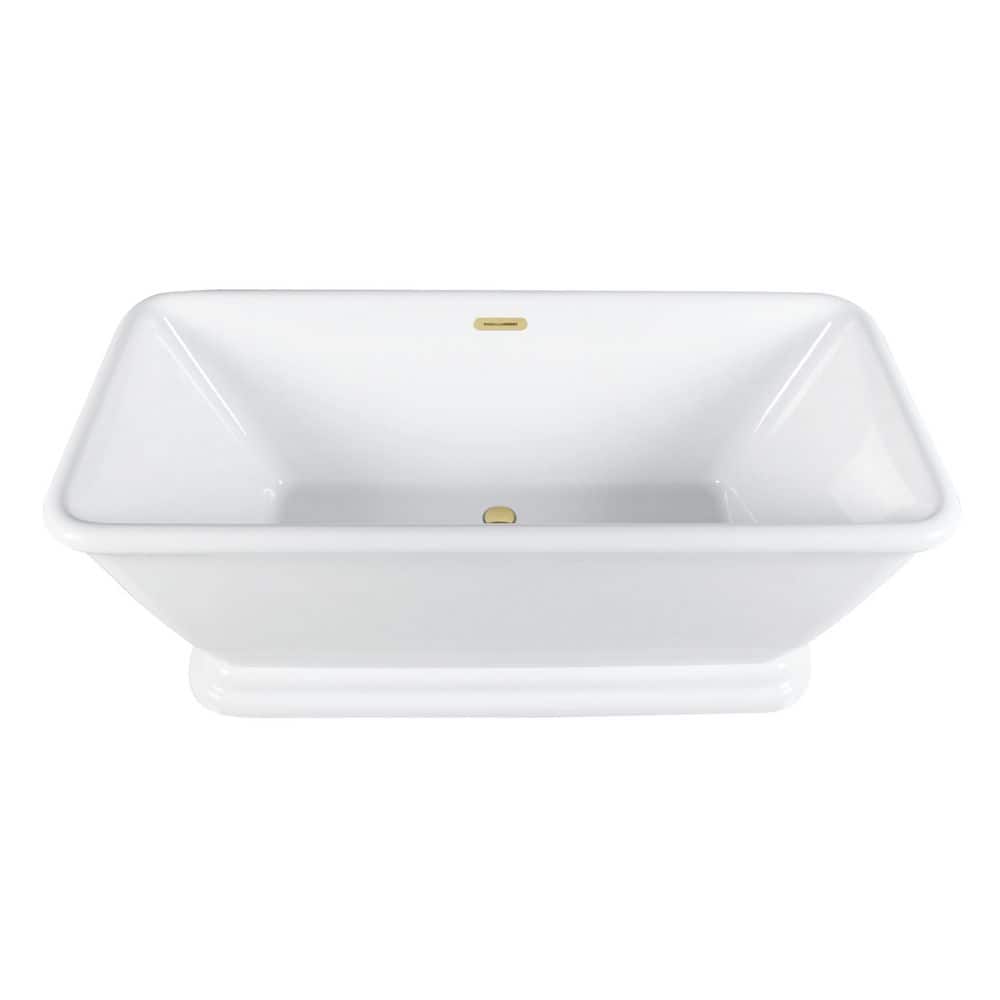Aqua Eden 60 in. x 28 in. Acrylic Flatbottom Freestanding Soaking Bathtub in White/Polished Brass with Drain price history on PriceWatchPro