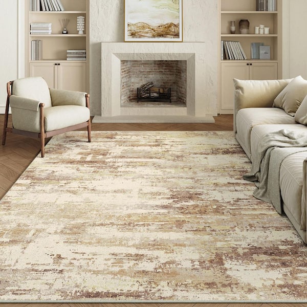 Jupiter Brown 8 ft. x 10 ft. Washable Modern Abstract Area Rug