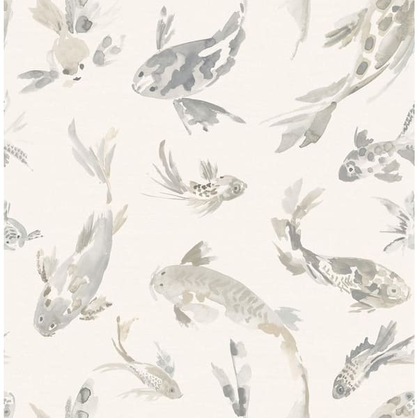 A-Street Prints Koi Stone Grey Fish Wallpaper