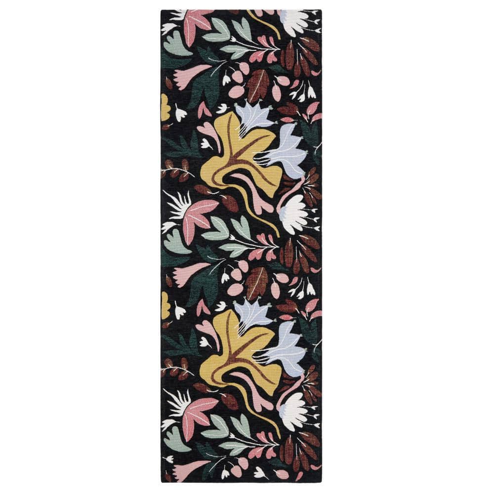TOWN & COUNTRY LIVING Luxe Livie Floral Drip Black 24 in. x 72 in ...