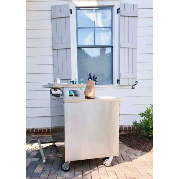 Casa Nico's All-Metal 48'' Stainless Steel (Grade 304) Freestanding Fully Sealed Bar Cabinet with Heavy Duty Locking Casters & Adjustable Bar Top