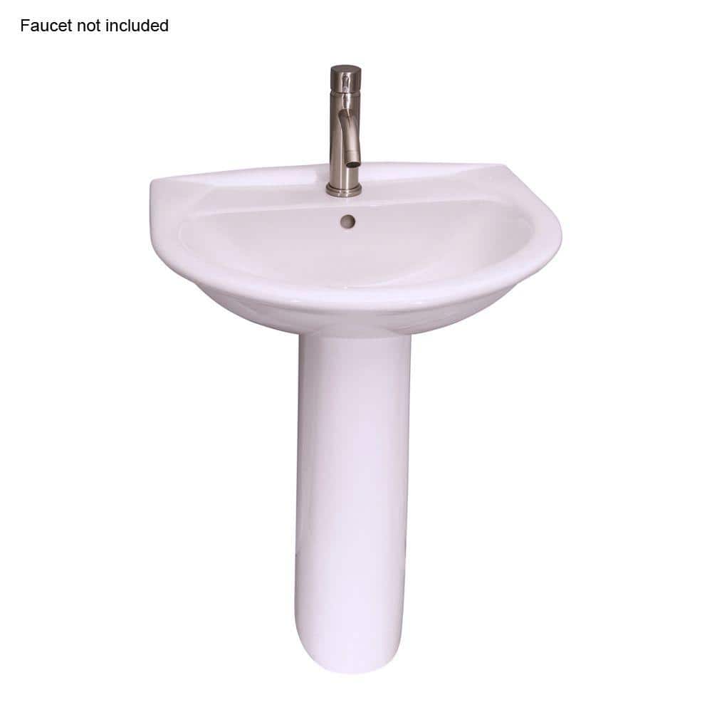 Karla 24 in. Pedestal Combo Bathroom Sink with 1 Faucet Hole in White