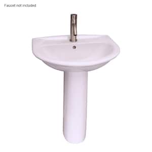 Karla 24 in. Pedestal Combo Bathroom Sink with 1 Faucet Hole in White