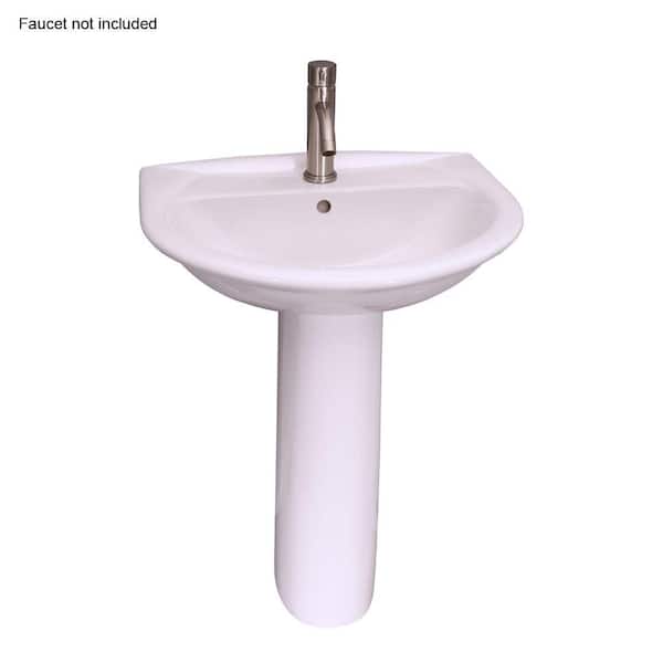 Barclay Products Karla 24 in. Pedestal Combo Bathroom Sink with 1 Faucet Hole in White