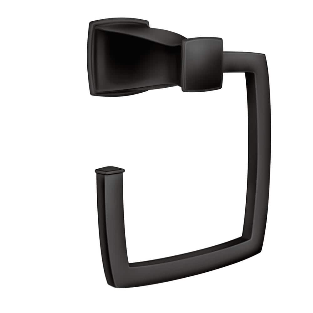 MOEN Hensley Towel Ring with Press and Mark in Matte Black -  MY3586BL