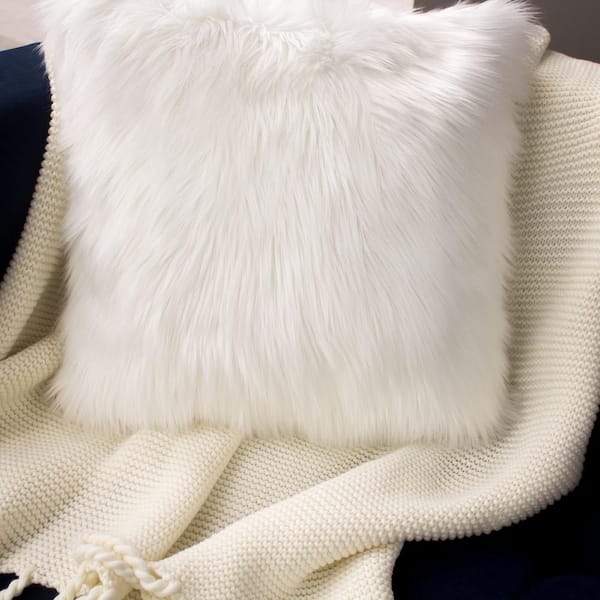 white fur throw pillows