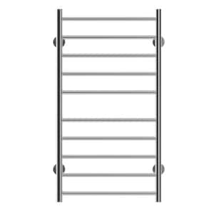 Wall Mounted Stainless Steel Electric Heated 10-Bar Screw-In Plug-In and Hardwire Towel Warmer in Silver