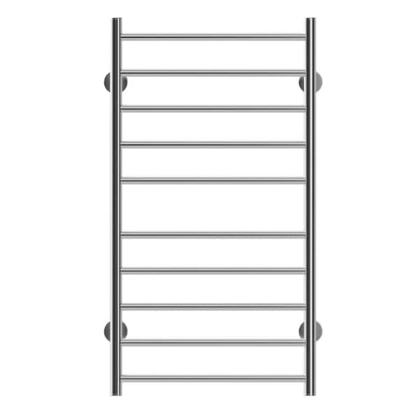 Cesicia Wall Mounted Stainless Steel Electric Heated 10-Bar Screw-In Plug-In and Hardwire Towel Warmer in Silver