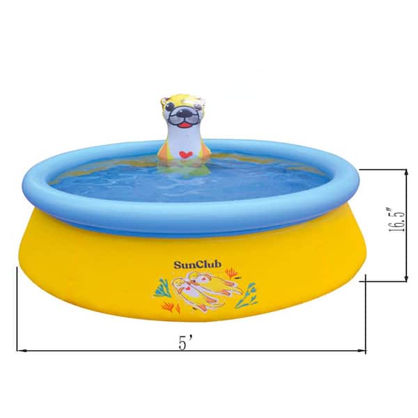 Sea Otter 5 ft. Round 16.5 in. Deep 3D Above Ground Outdoor Backyard Inflatable Kiddie Pool