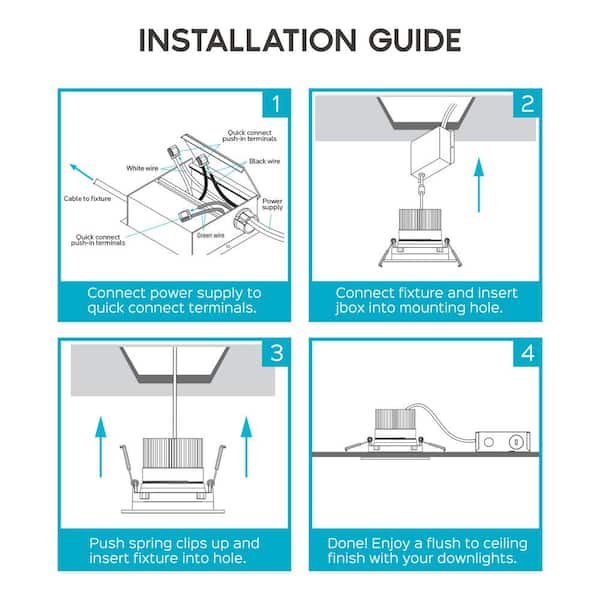 4 in. Canless Light Adjustable Square 5-Color Selectable Dimmable Remodel Integrated LED Recessed Light Kit Black 1-Pack