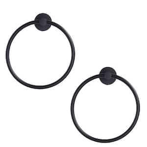 Wall Mounted Towel Ring in Matte Black (2-Pieces)