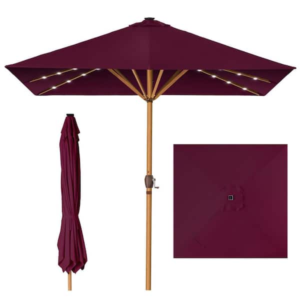 Best Choice Products 9 ft. Steel Market Patio Umbrella in Burgundy